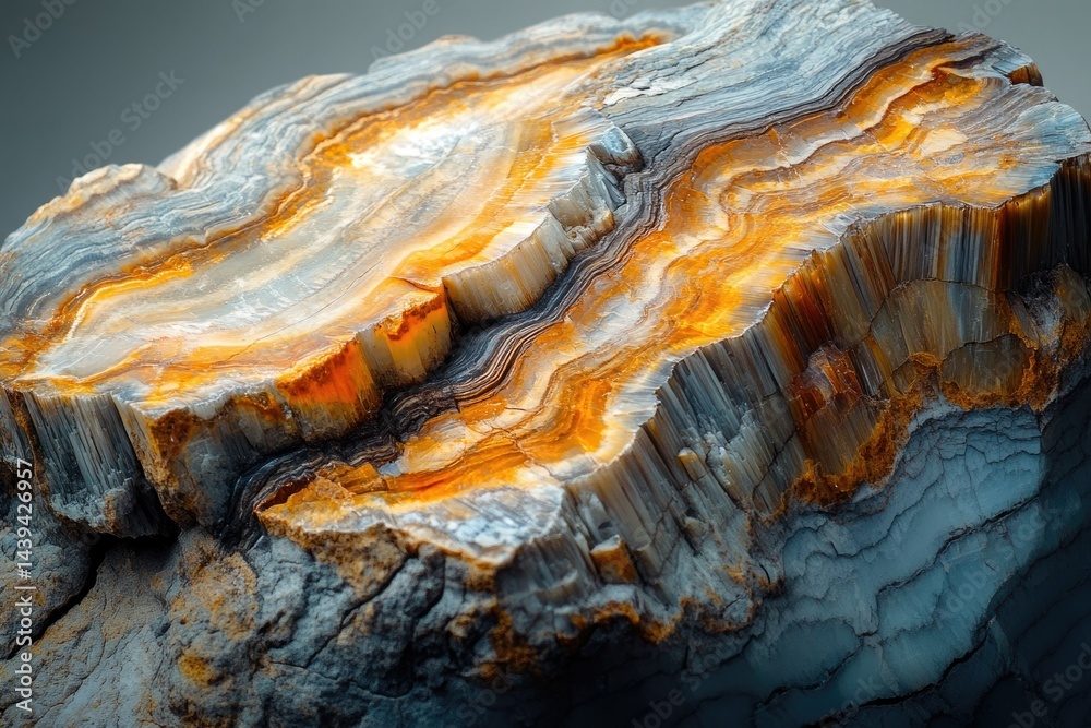 Aufkleber A captivating close-up reveals the intricate layers and vibrant colors of a striking agate geode.