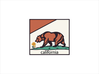 A classic, vintage inspired logo featuring a silhouette of a California grizzly bear standing atop a stylized base, with the word 