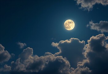 Fototapeta premium Sky with abstract moonlit clouds.