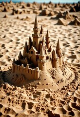 Abstract summer sandcastle scene