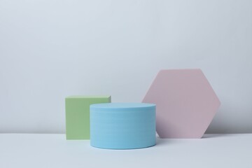 Various podiums on a light background