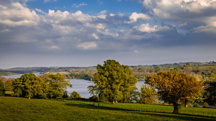 Beautiful views of Bewl Water Reservoir and the high weald on the East Sussex Kent border south east England UK