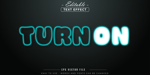 Turn on text, editable text effect.