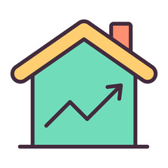 Real estate investment house color icon