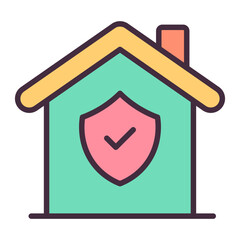 Secure home insurance house color icon