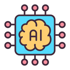 Artificial intelligence chip and machine learning icon