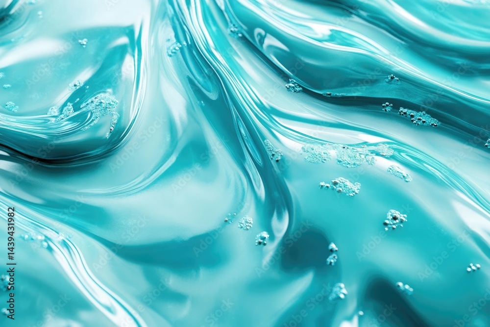Poster abstract close-up of turquoise liquid with subtle waves and air bubbles.