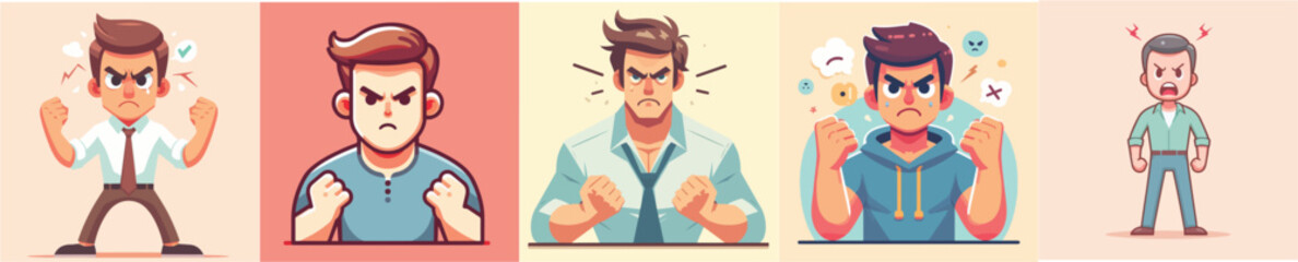 collection of vector images of angry men