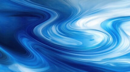 Abstract swirling blue and white paint textures