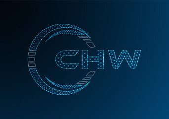 CHW low poly letter logo vector design. CHW lower poly logo design.