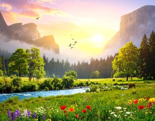 sunset in the mountains