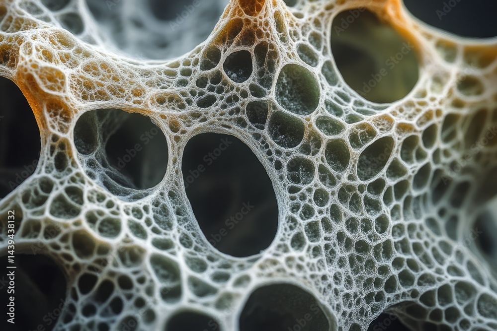 Poster Intricate network of interconnected cavities resembling a sponge-like structure.