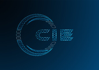 CIE low poly letter logo vector design. CIE lower poly logo design.
