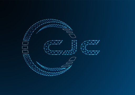 CJC low poly letter logo vector design. CJC lower poly logo design.