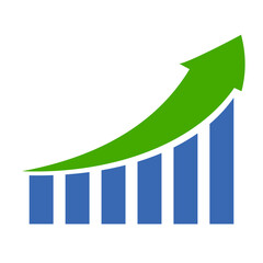 Growing business red arrow on white, Profit Green arrow, Vector illustration. Business concept, growing chart. Concept of sales symbol icon with arrow moving up. Economic Arrow With Growing Trend.