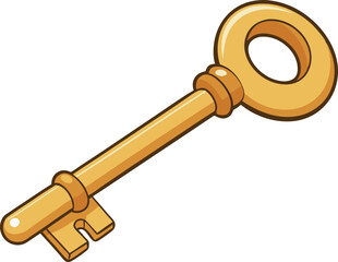 Golden Vintage Key Vector Illustration – Exquisitely Detailed Antique Security Motif for Timeless Decorative and Retro Design Applications