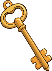 Golden Vintage Key Vector Illustration – Exquisitely Detailed Antique Security Motif for Timeless Decorative and Retro Design Applications