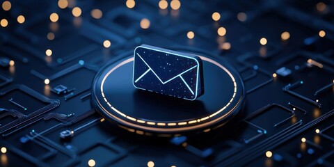 Digital Email Icon on Circuit Board Technology