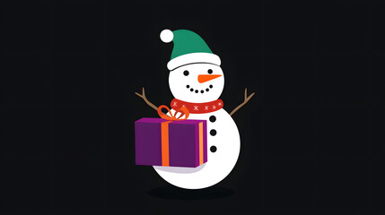 snowman, christmas, winter, snow, hat, holiday, vector, xmas, cold, tree, illustration, snowflake, card, celebration, decoration, season, santa, art, year, december, star, new, cartoon, carrot, design
