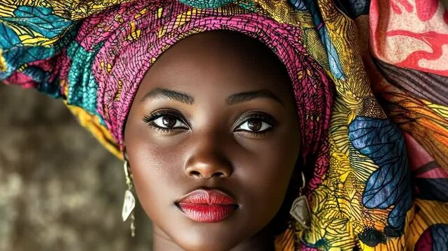 Vibrant traditional headwrap fashion: closeup expressions in natural light