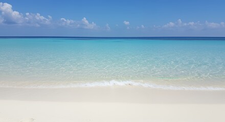 Fototapeta premium Tropical Beach with Turquoise Ocean and Blue Sky