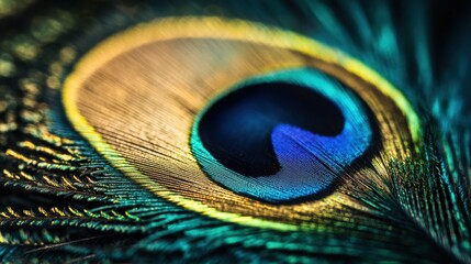 Naklejka premium Colorful close-up of peacock feather