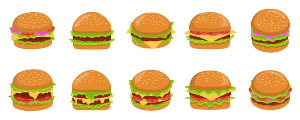 National Hamburger Day Illustration Set