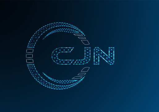 CJN low poly letter logo vector design. CJN lower poly logo design.