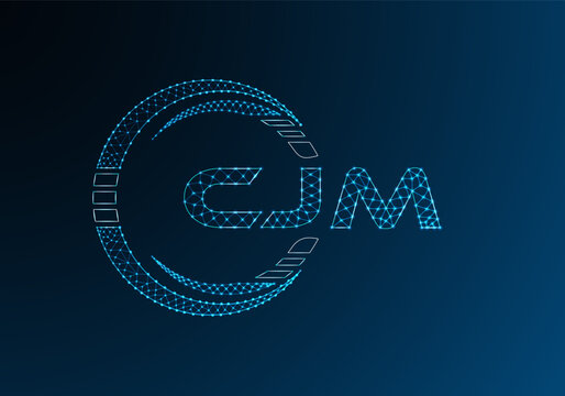 CJM low poly letter logo vector design. CJM lower poly logo design.