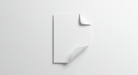 Blank Summer Document with a Folded Corner on Clean Background  