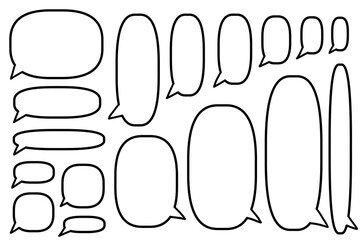 丸みあり吹き出しシンプルモノクロセット