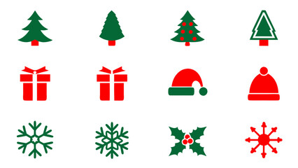 Set of christmas concept icons in minimal  simple and flat style.