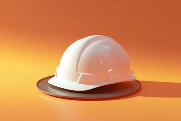 Fototapeta premium White safety helmet resting on a dark plate.