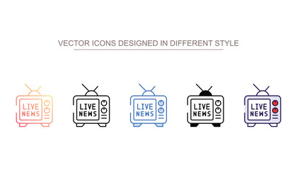 Live News icon design with white background stock illustration