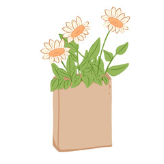 Illustration of flowers in a paper bag