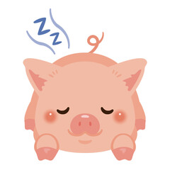 うつ伏せで眠るブタのイラスト