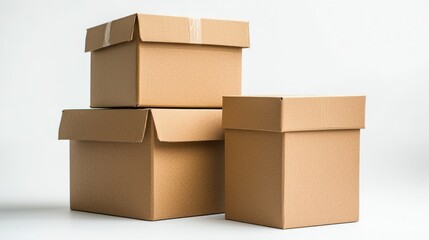 Isolated carton package boxes with logo space on white background