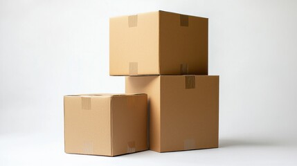 Obraz premium Isolated carton package boxes with logo space on white background