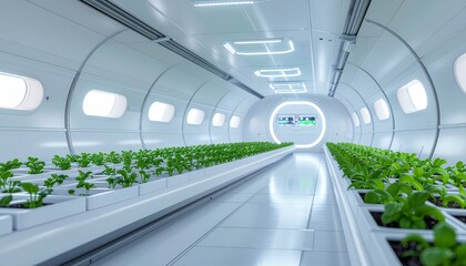 Futuristic Hydroponic Farming Inside a Spacecraft - Advanced AI Agriculture