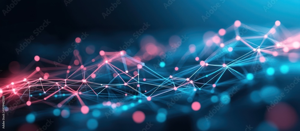 Wall mural abstract network connection design