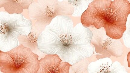 Delicate floral pattern in peach and cream tones.