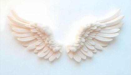 Fototapeta premium Whimsical Cartoon Angel Wings on White Background