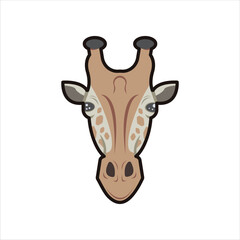 Giraffe Head Icon in Flat Color Style