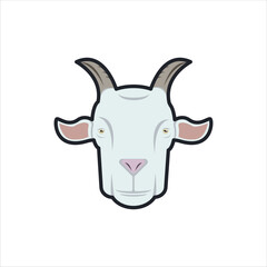 Goat Head Icon in Flat Color Style