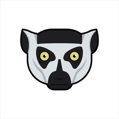 Lemur Head Icon in Flat Color Style