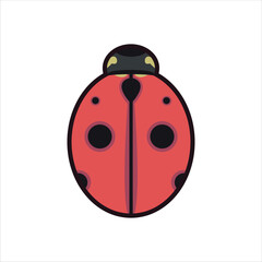 Ladybug Head Icon in Flat Color Style