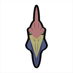 Pteranodon Head Icon in Flat Color Style © JackRabbit