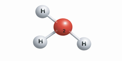 Obraz premium Water Molecule Ball-and-Stick Model Vector Illustration