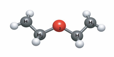Obraz premium Water Molecule Ball-and-Stick Model Vector Illustration