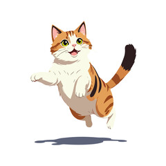 Cute cat jumping vector graphic and illustration